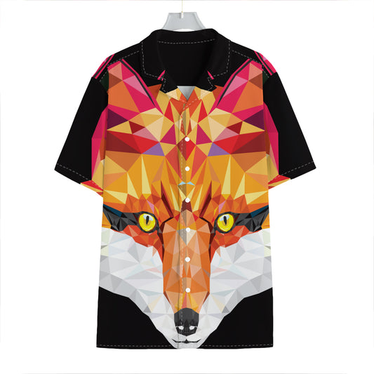 Geometric Fox Print Hawaiian Shirt