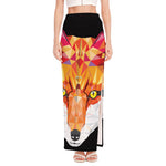 Geometric Fox Print High Slit Maxi Skirt