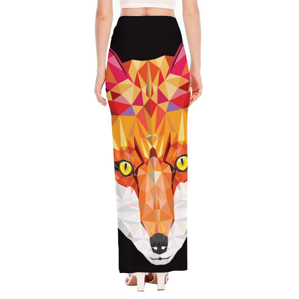 Geometric Fox Print High Slit Maxi Skirt