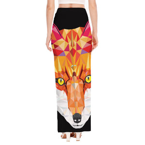 Geometric Fox Print High Slit Maxi Skirt