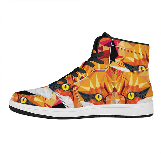 Geometric Fox Print High Top Leather Sneakers