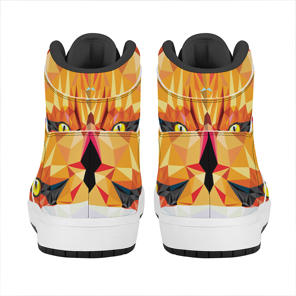 Geometric Fox Print High Top Leather Sneakers