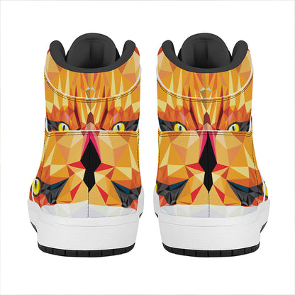 Geometric Fox Print High Top Leather Sneakers