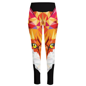 Geometric Fox Print High-Waisted Pocket Leggings