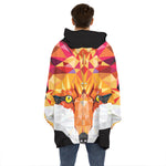 Geometric Fox Print Hoodie Blanket