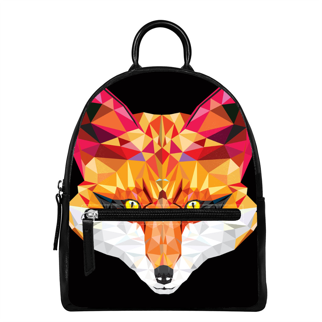 Geometric Fox Print Leather Backpack
