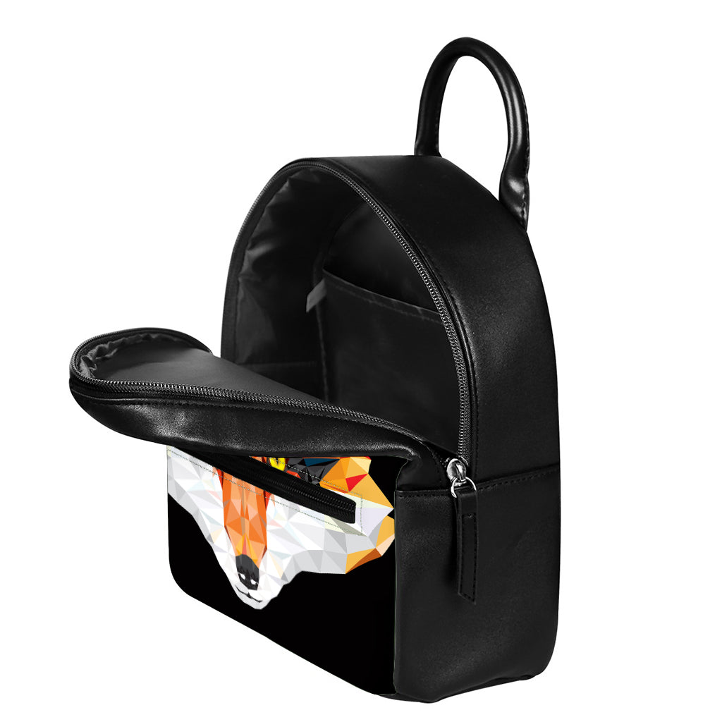 Geometric Fox Print Leather Backpack