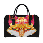 Geometric Fox Print Leather Duffle Bag