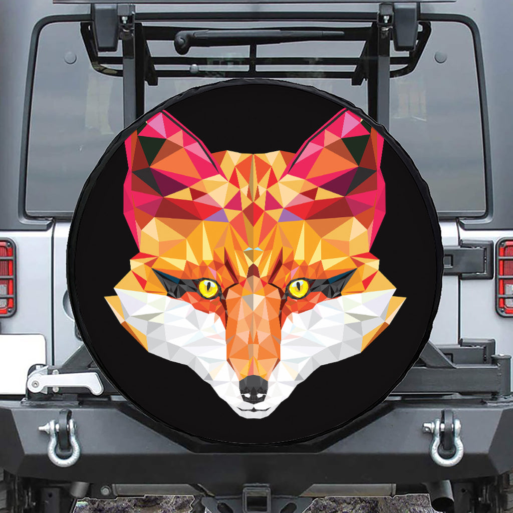 Geometric Fox Print Leather Spare Tire Cover