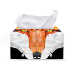 Geometric Fox Print Leather Tissue Box Cover