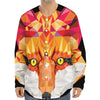 Geometric Fox Print Long Sleeve Baseball Jersey