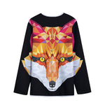 Geometric Fox Print Long Sleeve Short Coat