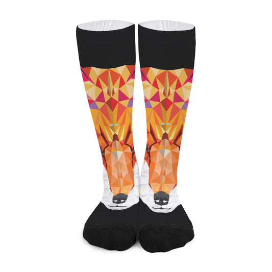 Geometric Fox Print Long Socks