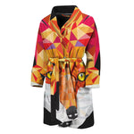 Geometric Fox Print Men's Bathrobe