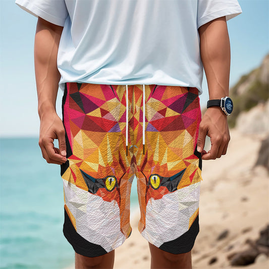 Geometric Fox Print Men's Cargo Shorts