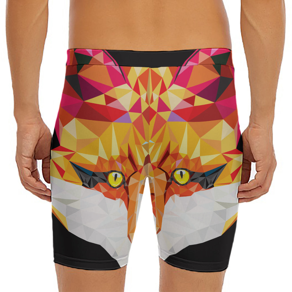 Geometric Fox Print Men's Long Boxer Briefs