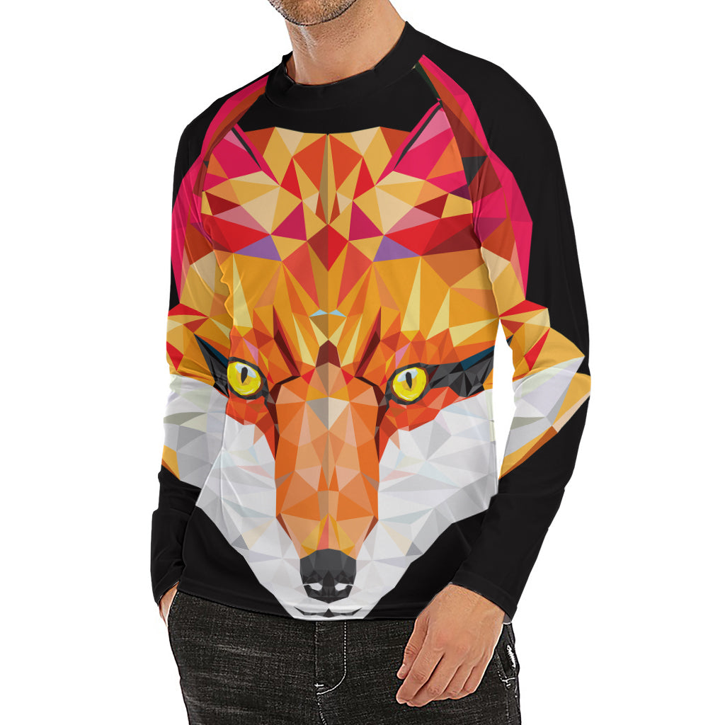 Geometric Fox Print Men's Long Sleeve Rash Guard