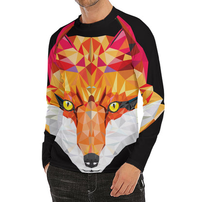 Geometric Fox Print Men's Long Sleeve Rash Guard