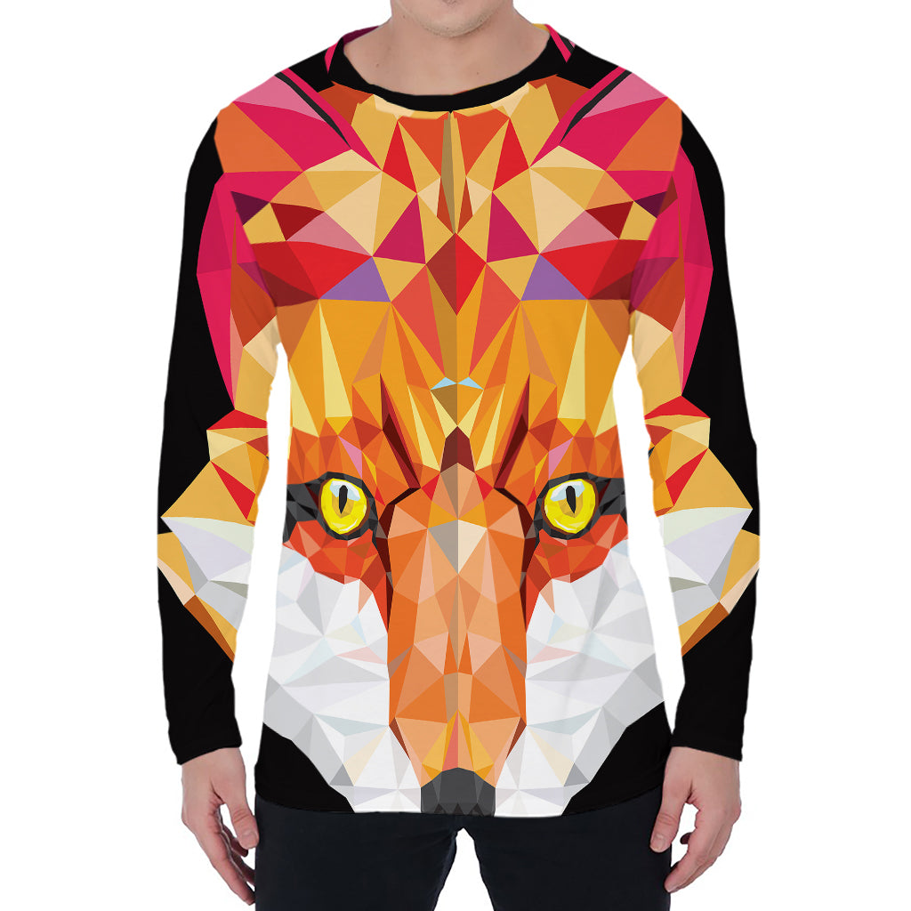 Geometric Fox Print Men's Long Sleeve T-Shirt