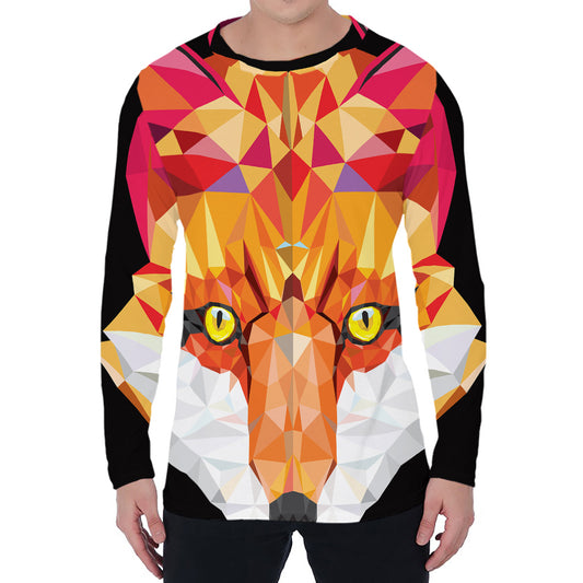 Geometric Fox Print Men's Long Sleeve T-Shirt