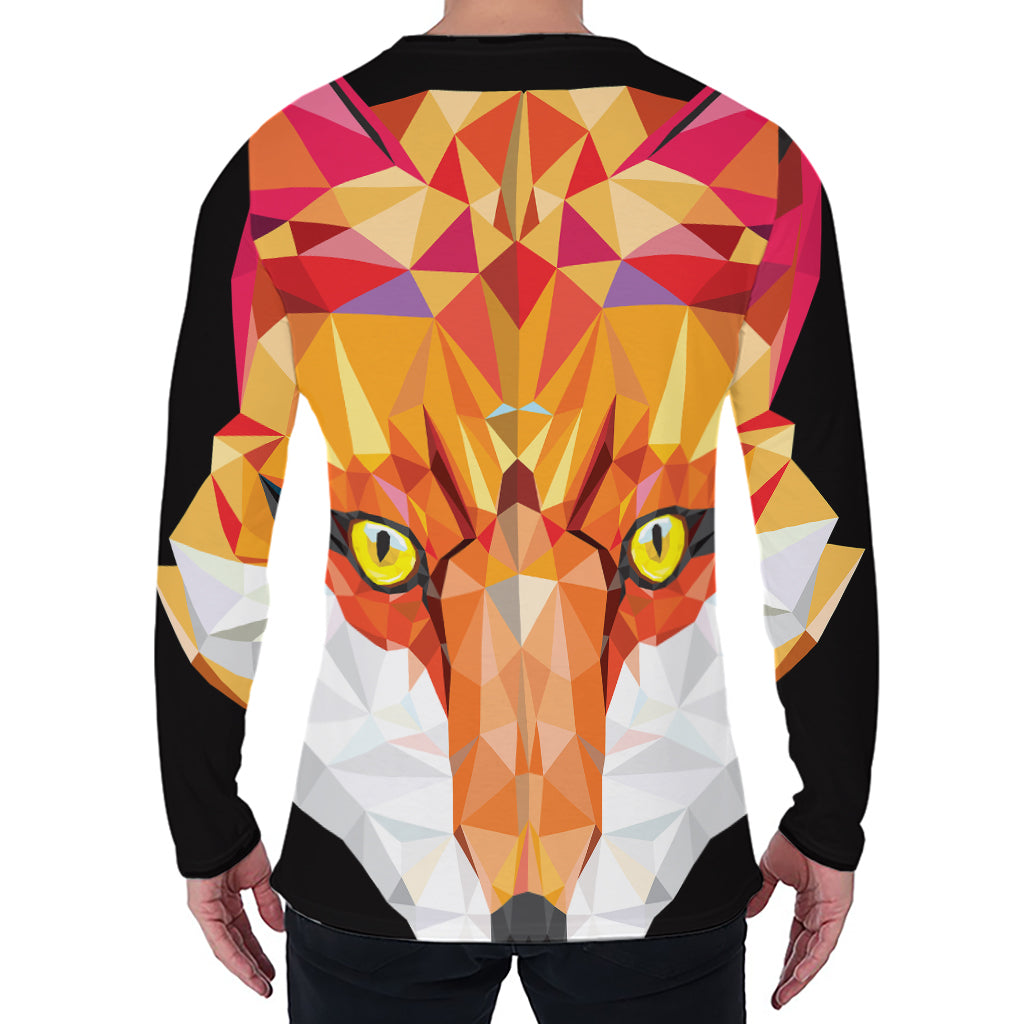 Geometric Fox Print Men's Long Sleeve T-Shirt
