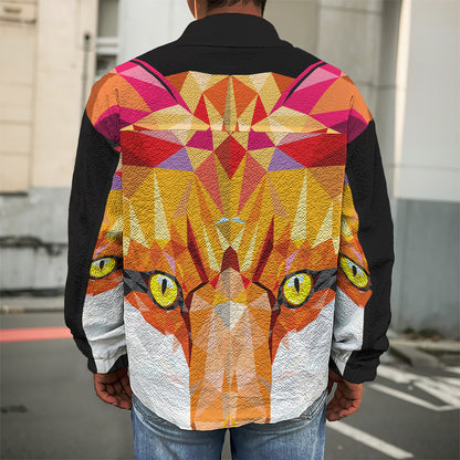 Geometric Fox Print Men's Shirt Jacket