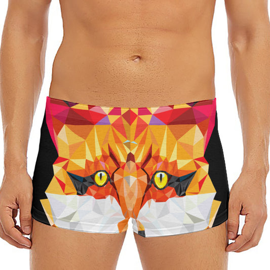 Geometric Fox Print Men's Short Boxer Briefs