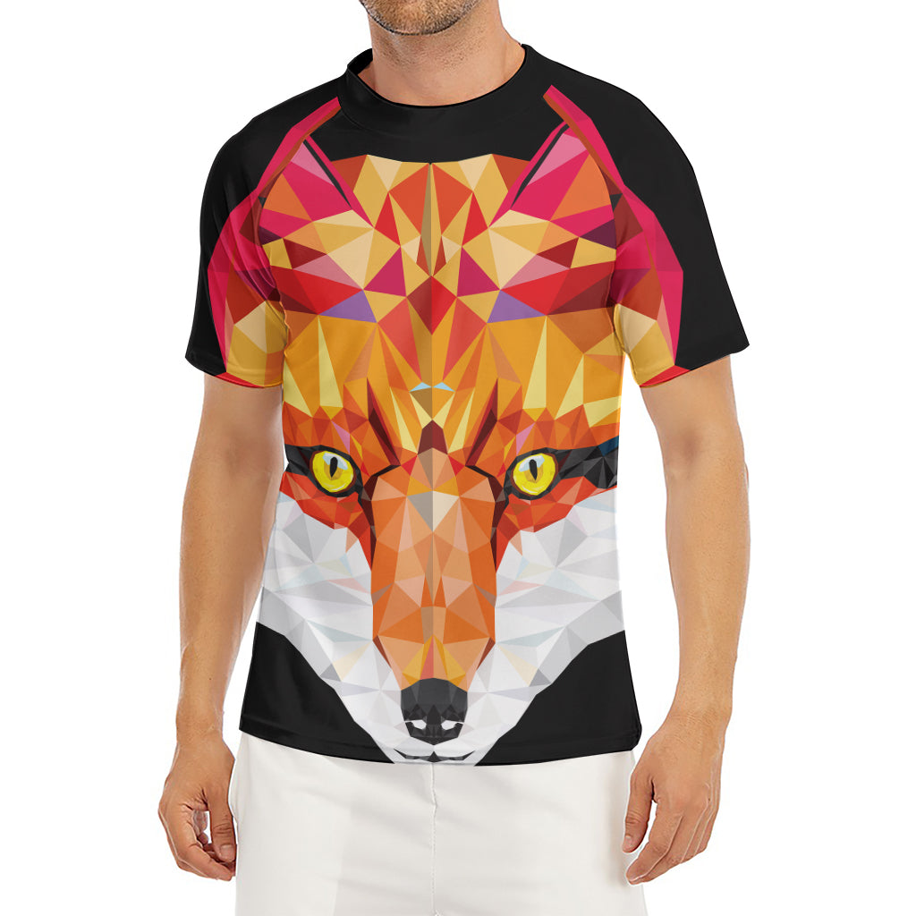 Geometric Fox Print Men's Short Sleeve Rash Guard