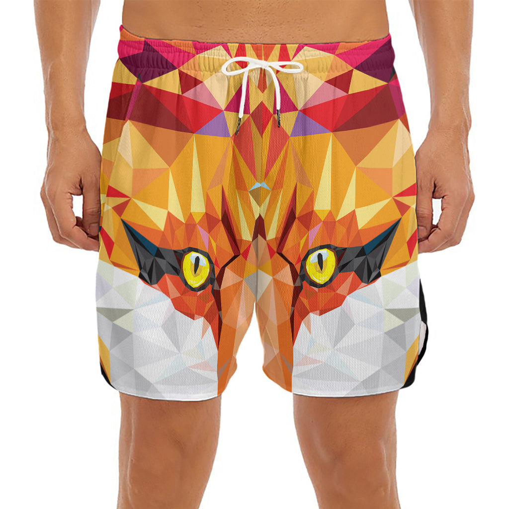 Geometric Fox Print Men's Split Running Shorts