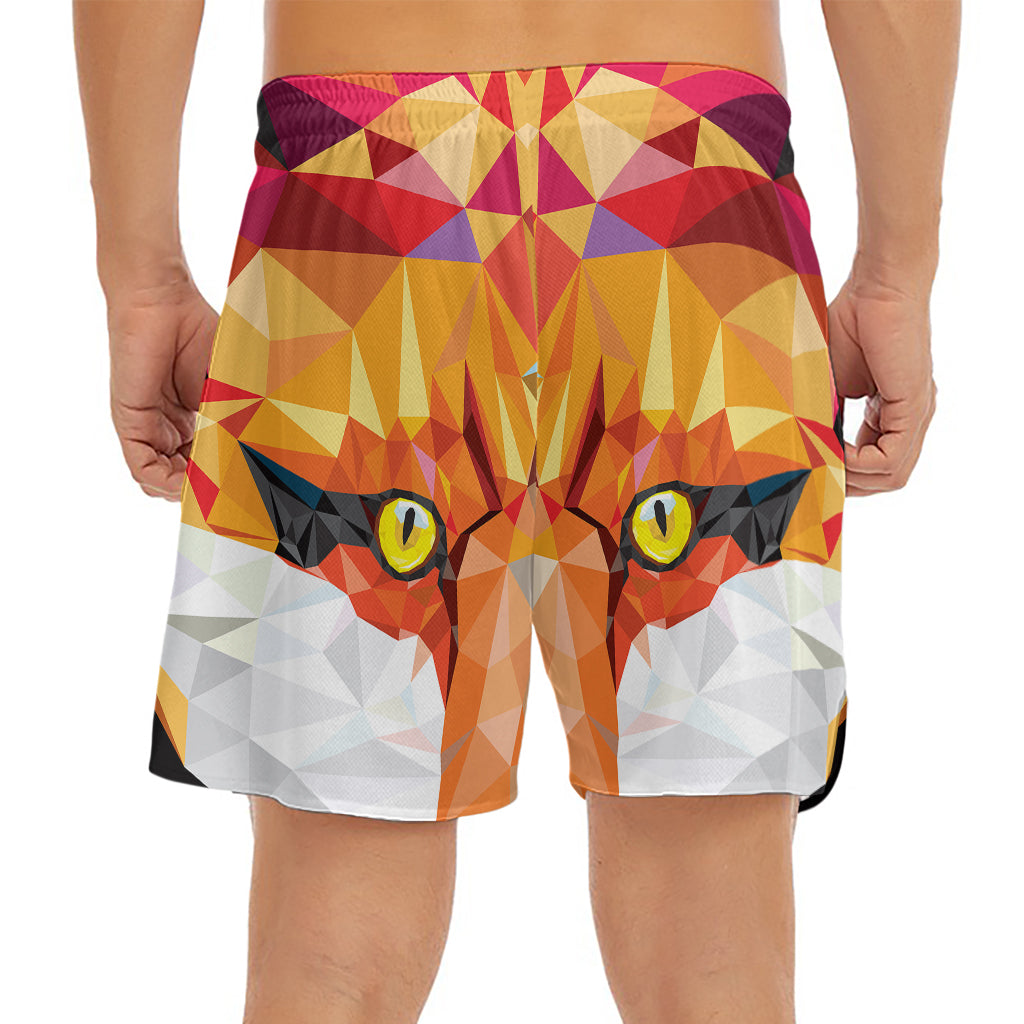 Geometric Fox Print Men's Split Running Shorts