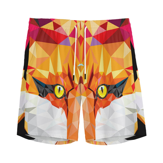 Geometric Fox Print Men's Sports Shorts