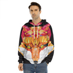 Geometric Fox Print Men's Velvet Pullover Hoodie