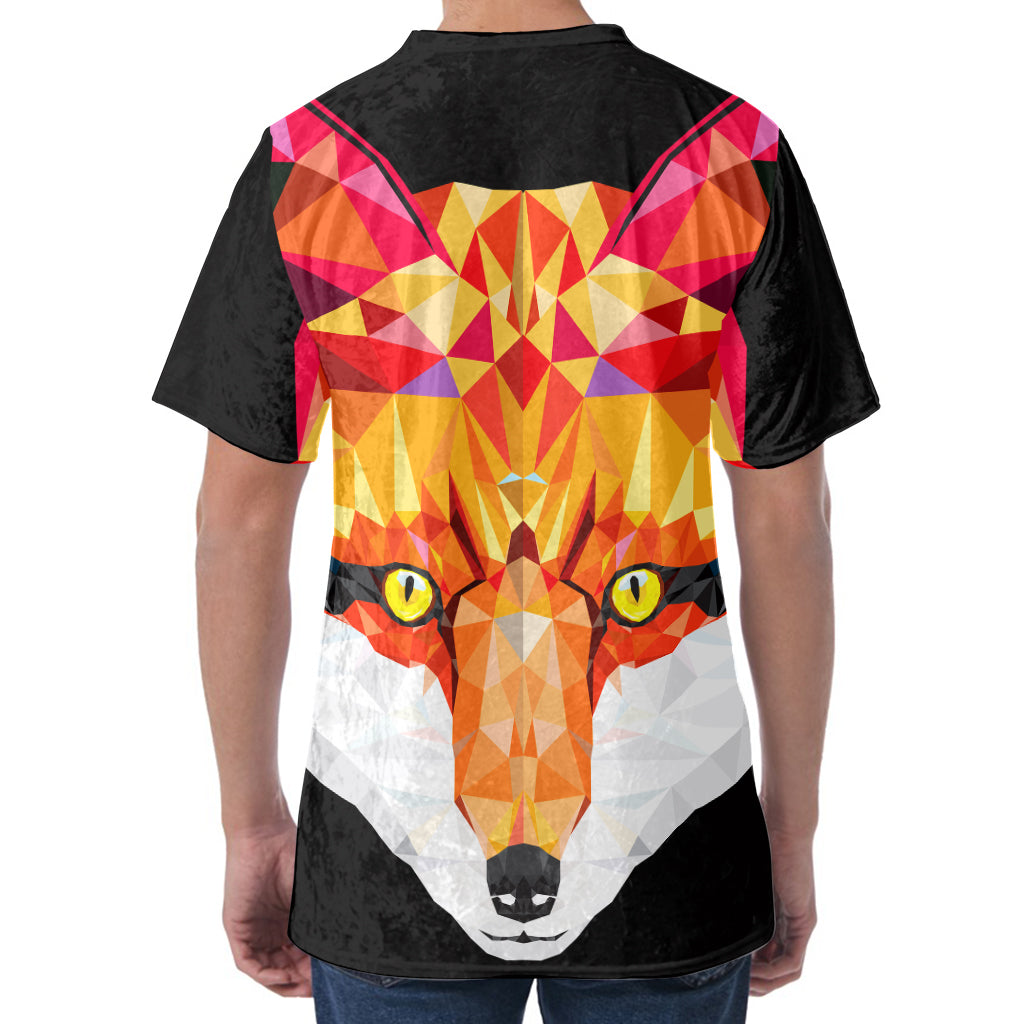Geometric Fox Print Men's Velvet T-Shirt