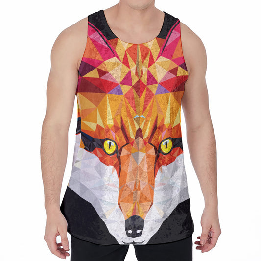 Geometric Fox Print Men's Velvet Tank Top