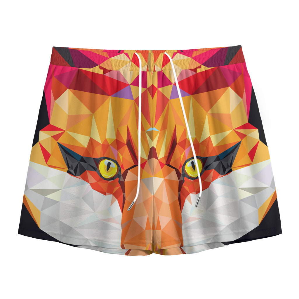 Geometric Fox Print Mesh Shorts