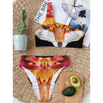 Geometric Fox Print One Shoulder Bikini Top