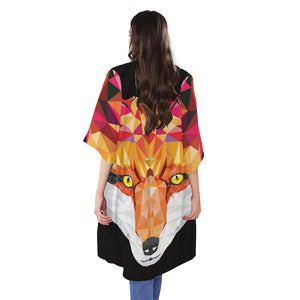 Geometric Fox Print Open Front Beach Cover Up