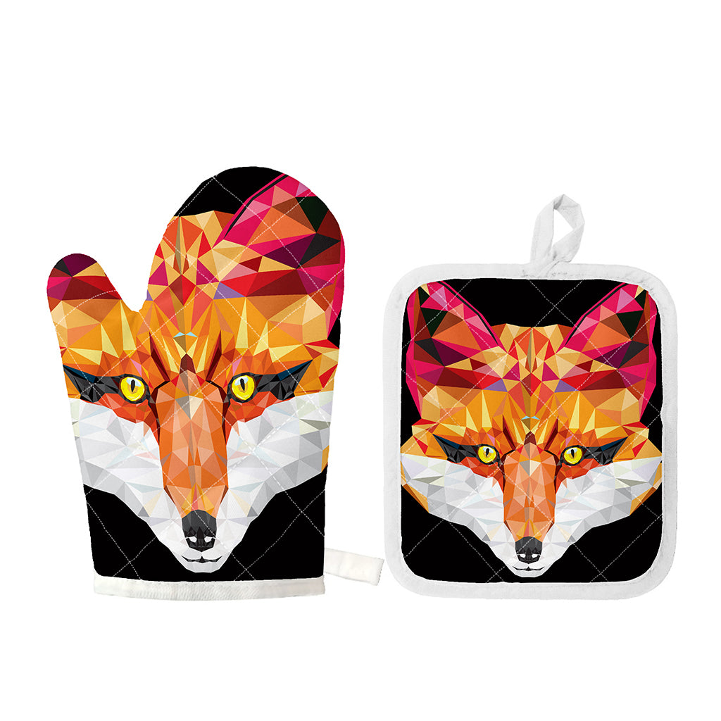 Geometric Fox Print Oven Mitt And Pot Holder Set