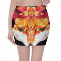 Geometric Fox Print Pencil Mini Skirt
