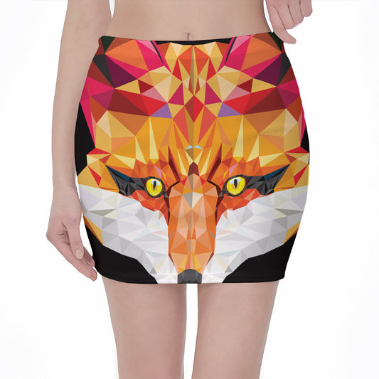 Geometric Fox Print Pencil Mini Skirt