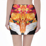 Geometric Fox Print Pencil Mini Skirt