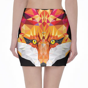 Geometric Fox Print Pencil Mini Skirt