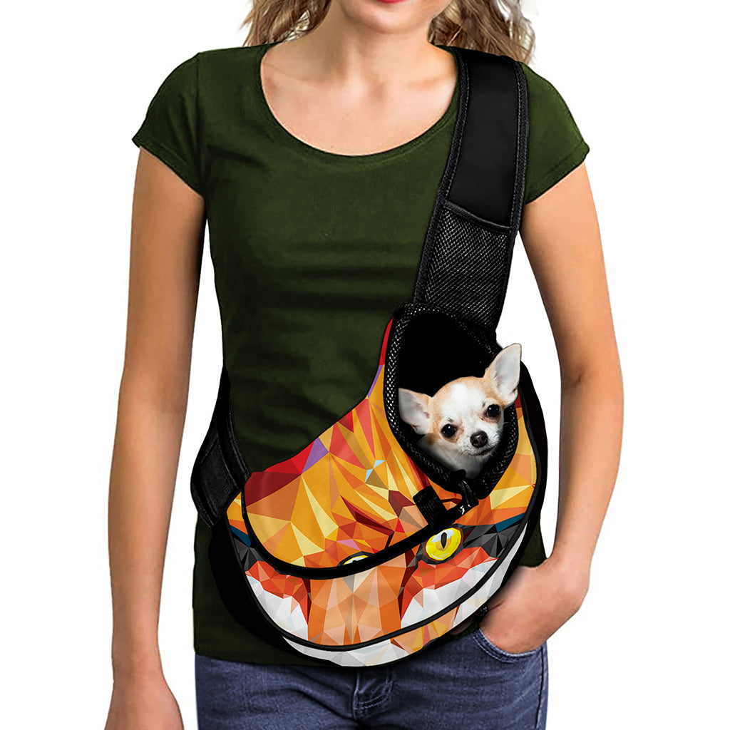Geometric Fox Print Pet Sling Carrier