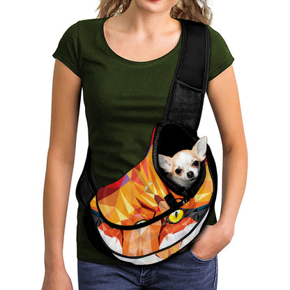 Geometric Fox Print Pet Sling Carrier