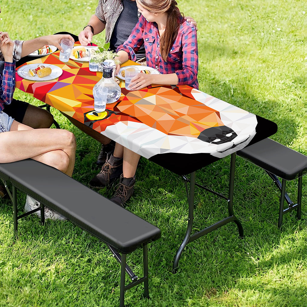 Geometric Fox Print Picnic Table Cover