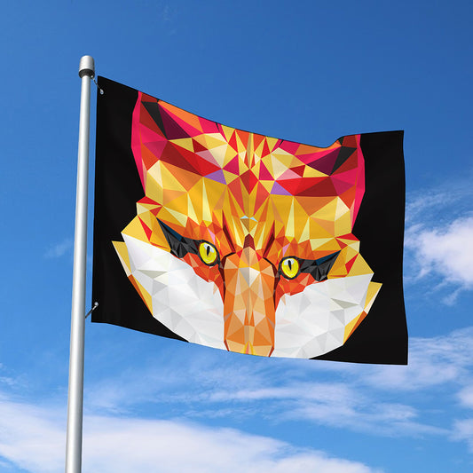 Geometric Fox Print Polyester Flag