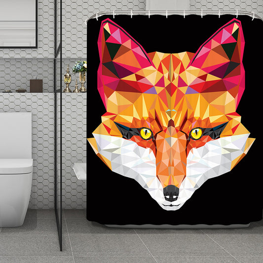 Geometric Fox Print Polyester Shower Curtain
