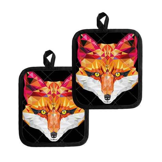 Geometric Fox Print Pot Holders