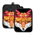 Geometric Fox Print Pot Holders With Pocket