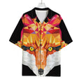 Geometric Fox Print Rayon Hawaiian Shirt